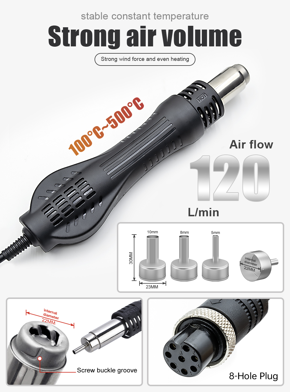 مسدس هواء ساخن JCD 858D بقوة 7 - مراجعة Hot Air Station 858 وسعره