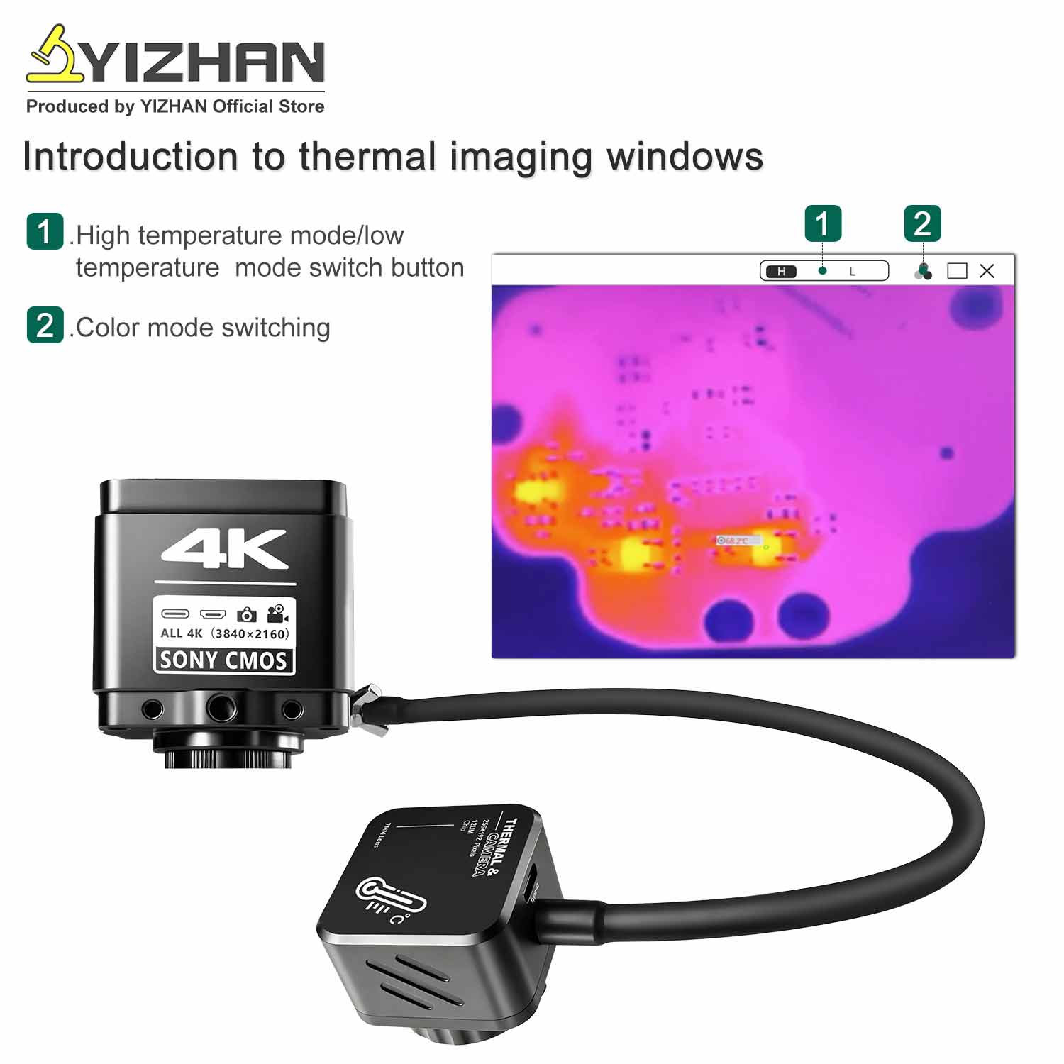 كاميرا مجهر حراري YIZHAN بدقة  - مراجعة Electronics Repair Images وسعره
